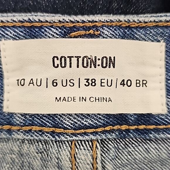 Cotton:On Straight Leg Distressed Five Pocket Med Wash Jeans Women's Size 6 - Picture 7 of 10